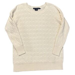 Ralph Lauren Sport M Cream Cable Knit Wool Rabbit Hair Sweater y2k Boho Chic